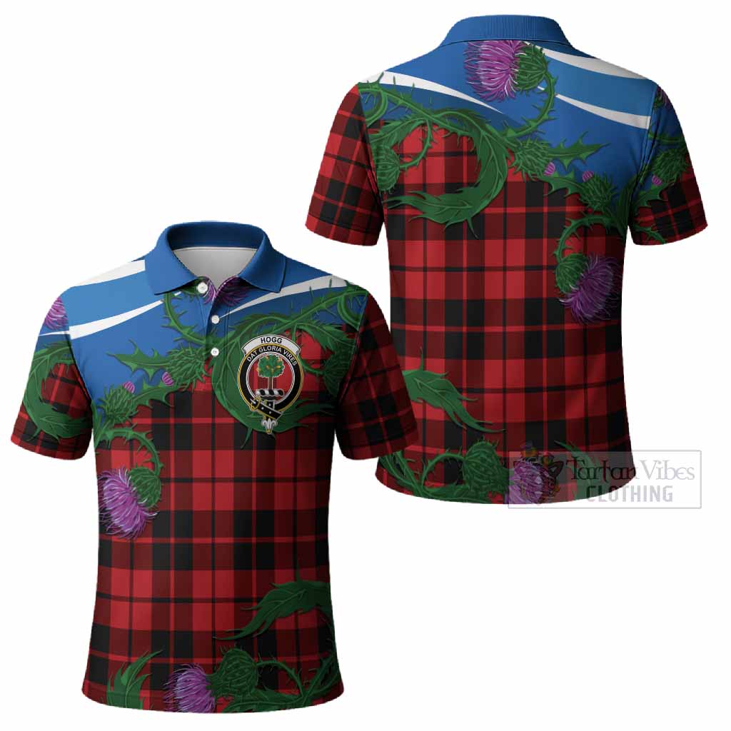Hogg (Hog) Tartan Family Crest Polo Shirt Thistle in Minimalism