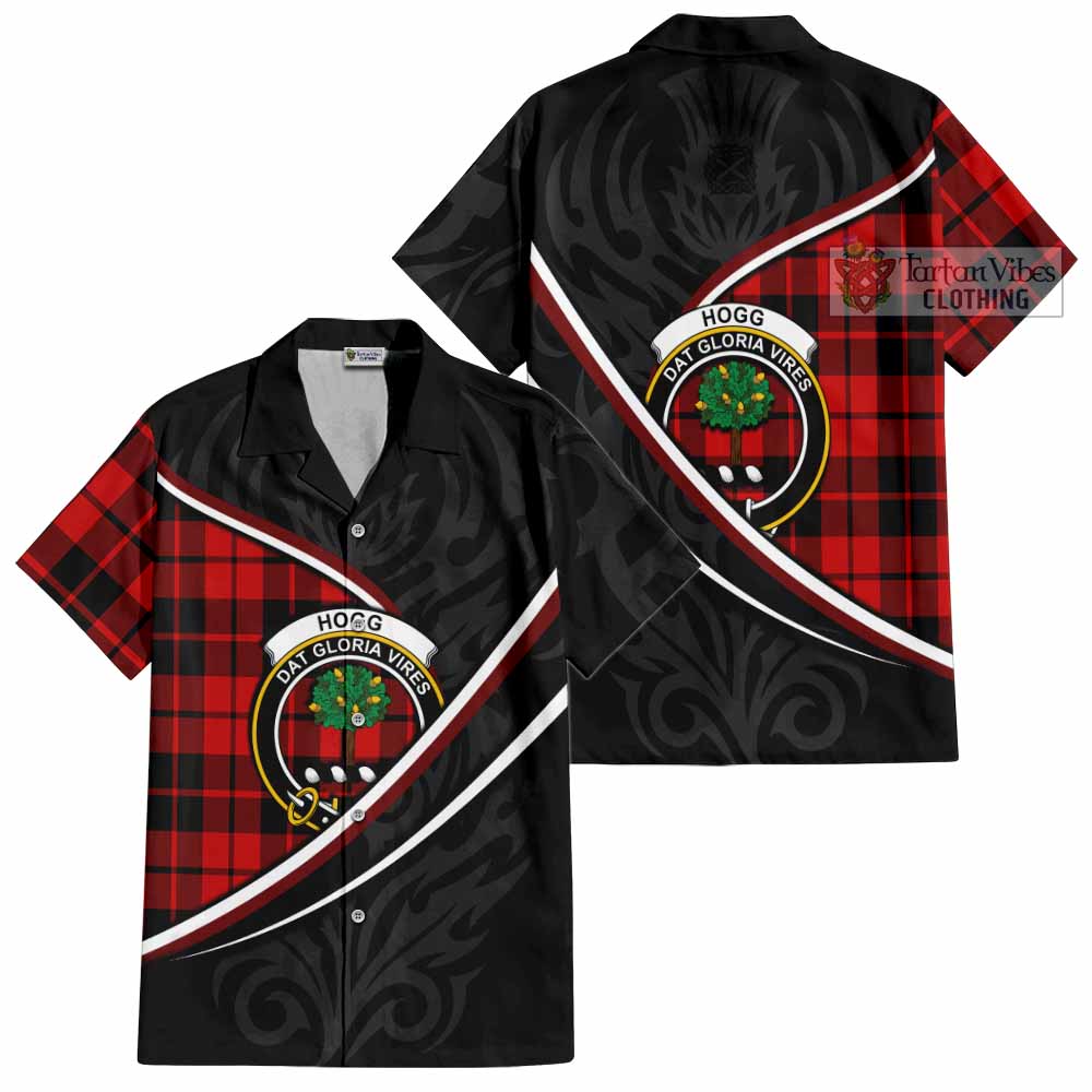 Hogg (Hog) Tartan Family Crest Short Sleeve Button Shirt Celtic Scottish Thistle Floral - Tartan Vibes Clothing
