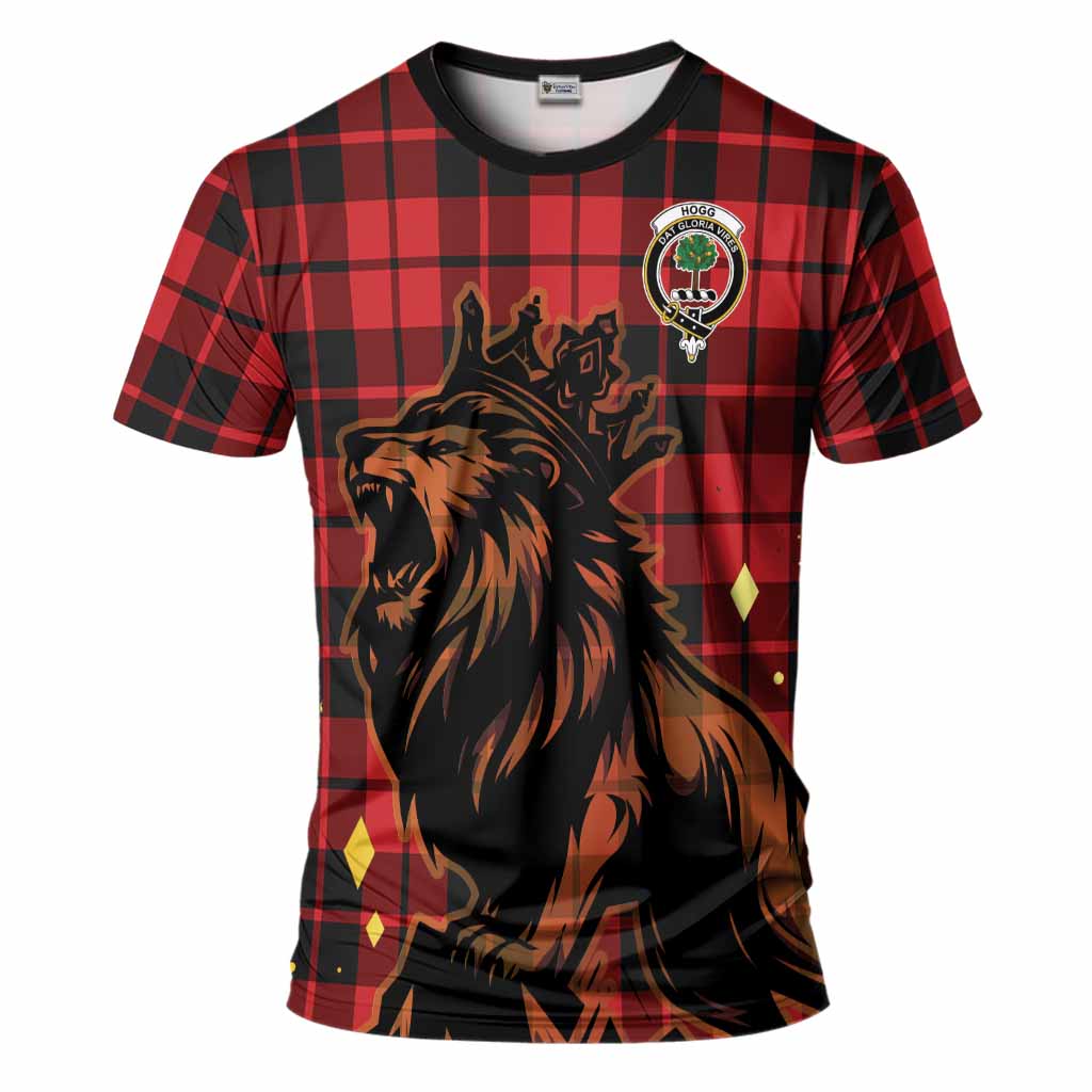 Hogg (Hog) Tartan Family Crest T-Shirt Crowned Lion Roaring