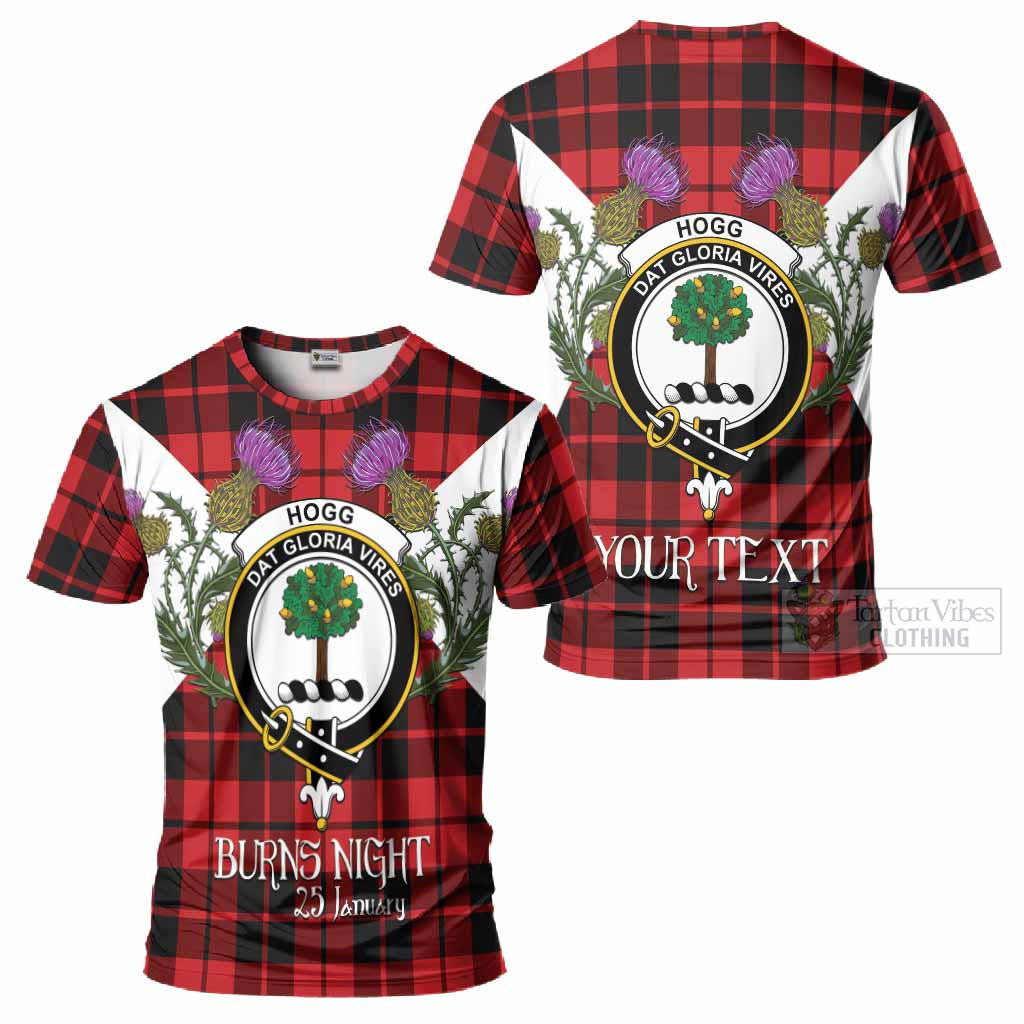 Hogg (Hog) Tartan Family Crest T-Shirt Scottish Burns Night Thistle Floral