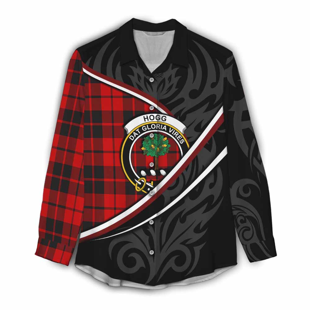 Hogg (Hog) Tartan Family Crest Women Casual Shirt Celtic Scottish Thistle Floral - Tartan Vibes Clothing