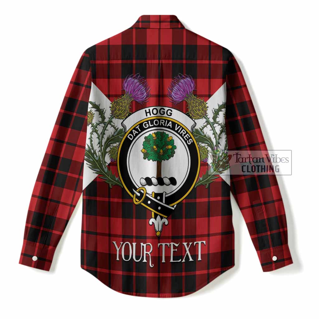 Hogg (Hog) Tartan Family Crest Women Casual Shirt Scottish Burns Night Thistle Floral