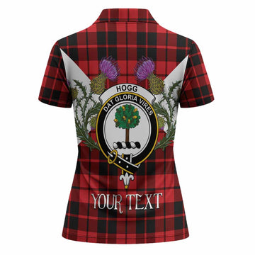 Hogg (Hog) Tartan Family Crest Women Polo Shirt Scottish Burns Night Thistle Floral