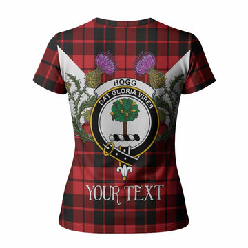 Hogg (Hog) Tartan Family Crest Women T shirt Scottish Burns Night Thistle Floral