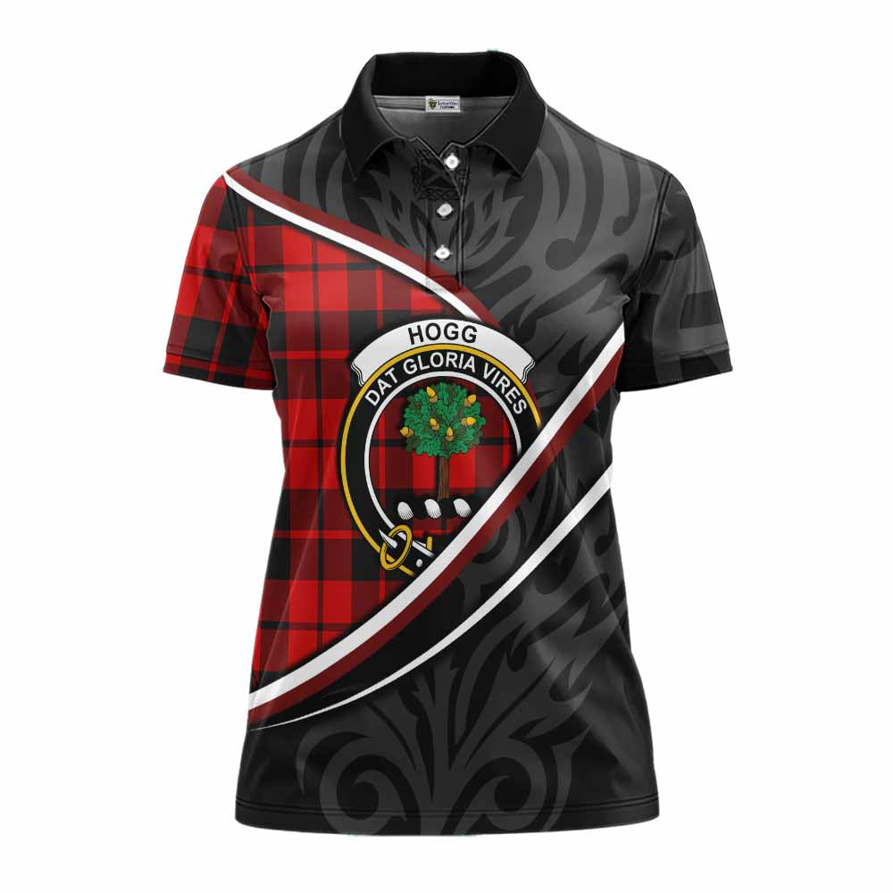 Hogg (Hog) Tartan Family Crest Women's Polo Shirt Celtic Scottish Thistle Floral - Tartan Vibes Clothing
