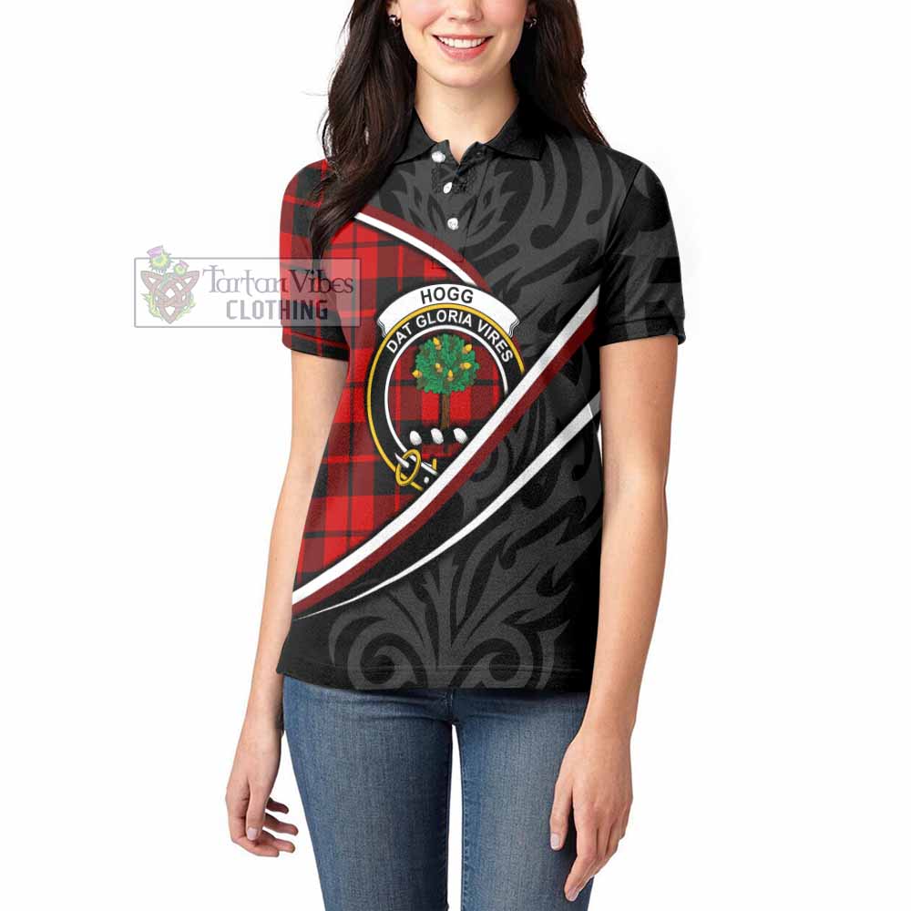 Hogg (Hog) Tartan Family Crest Women's Polo Shirt Celtic Scottish Thistle Floral - Tartan Vibes Clothing