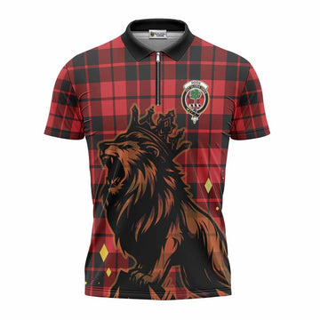 Hogg (Hog) Tartan Family Crest Zipper Polo Shirt Crowned Lion Roaring