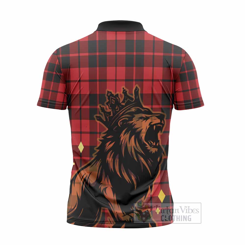Hogg (Hog) Tartan Family Crest Zipper Polo Shirt Crowned Lion Roaring