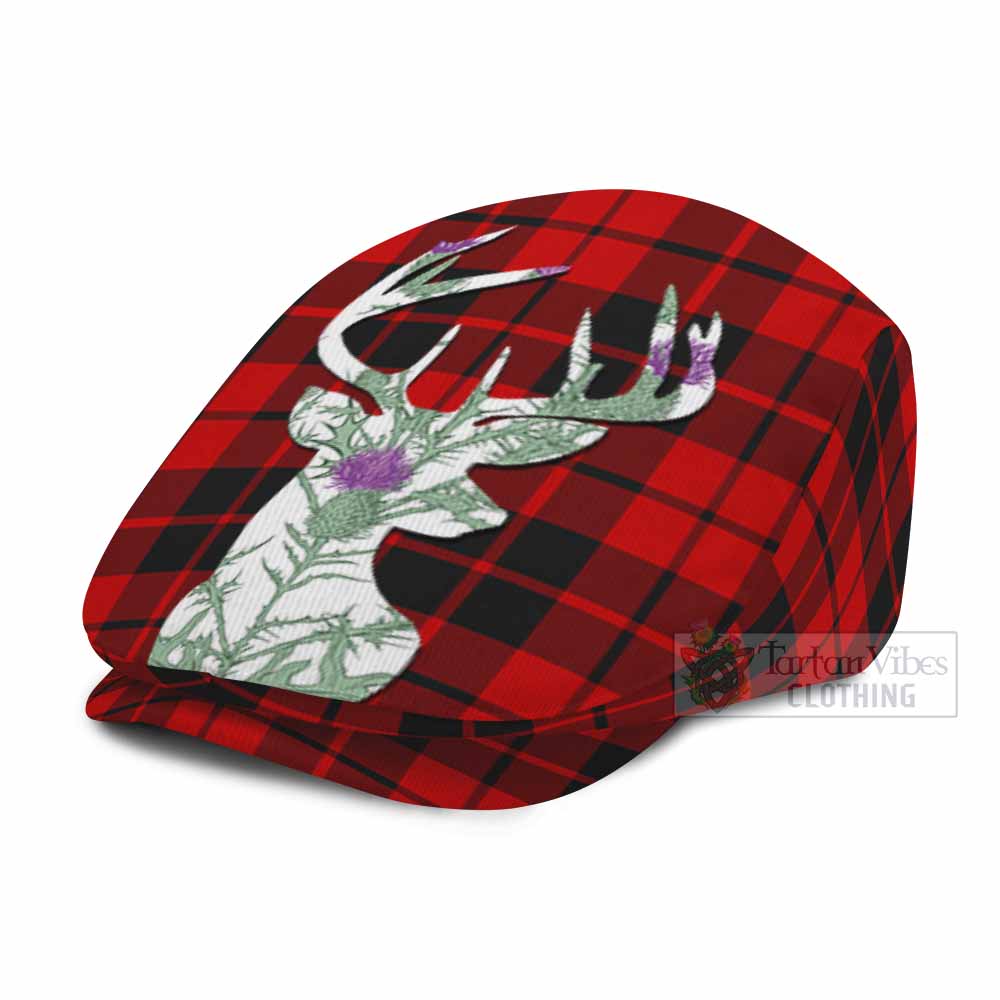 Hogg (Hog) Tartan Flat Cap, Jeff Cap Scottish Stag Thistle Floral Art
