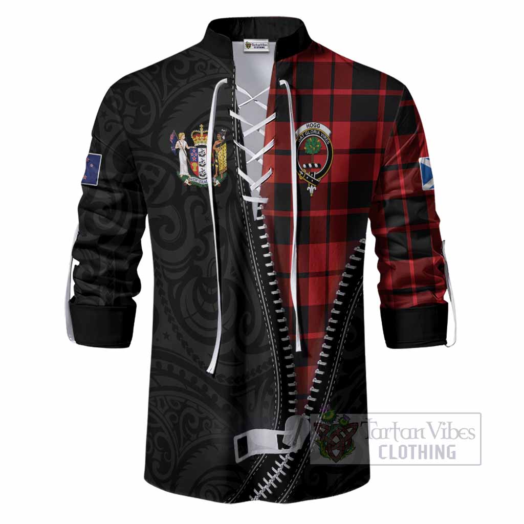 Hogg (Hog) Tartan Ghillie Shirt New Zealand Pattern Unique Zipper Stylized