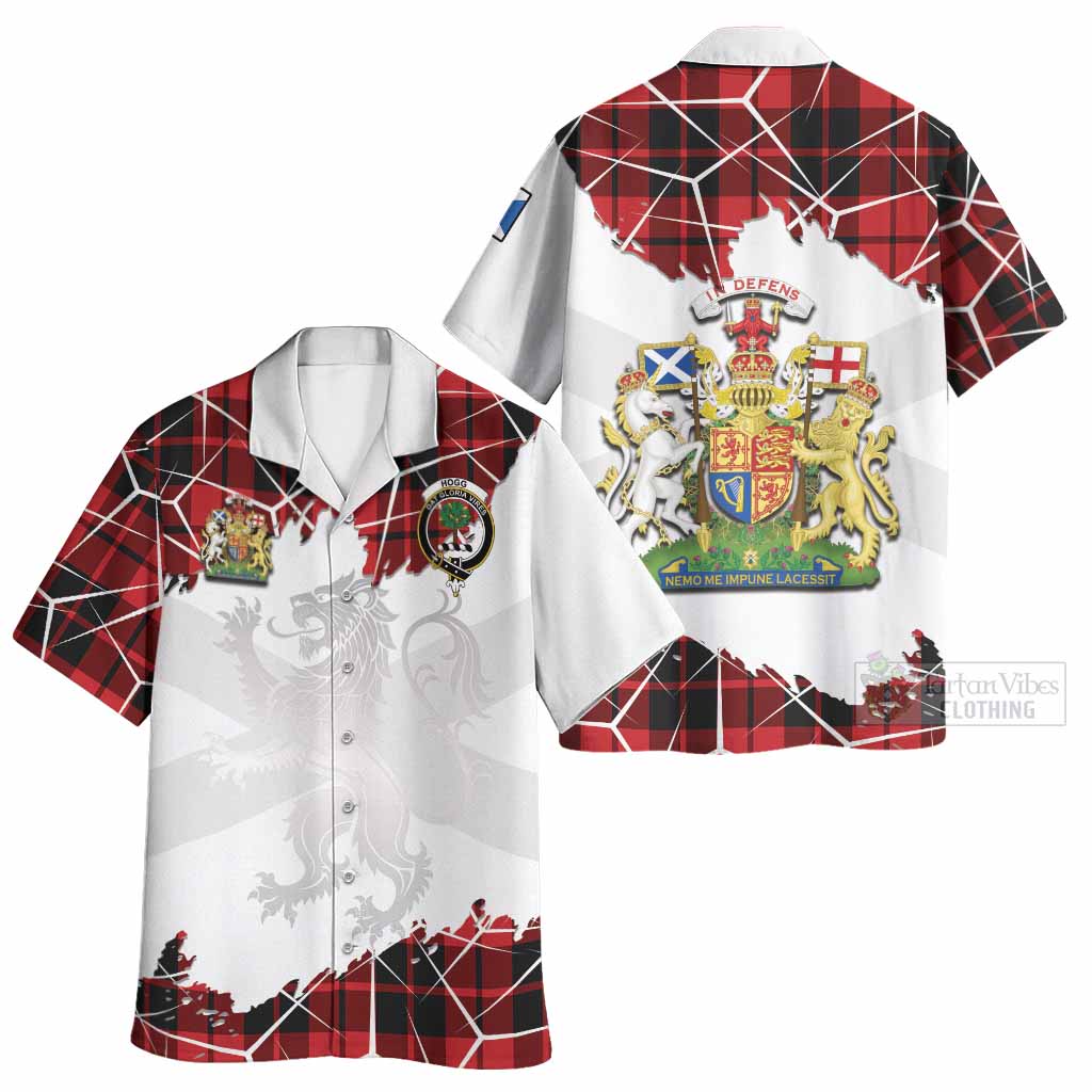 Hogg (Hog) Tartan Hawaiian Shirt with Family Crest and Lion Rampant Grunge Style