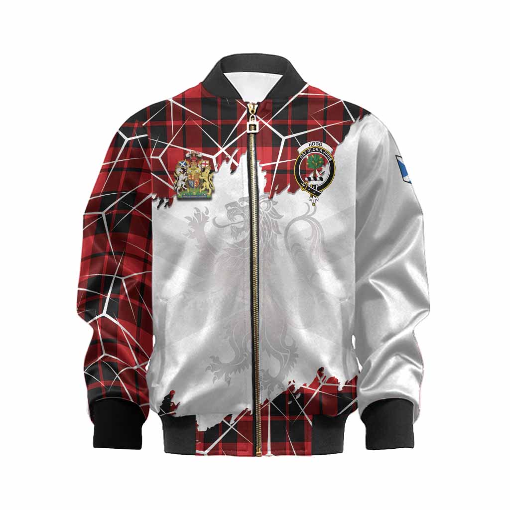 Hogg (Hog) Tartan Kid Bomber Jacket with Family Crest and Lion Rampant Grunge Style