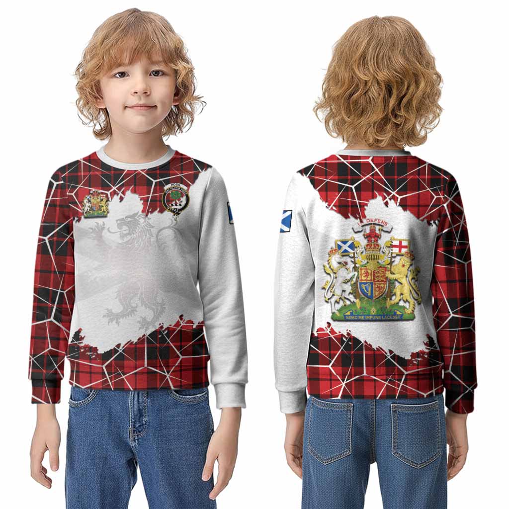 Hogg (Hog) Tartan Kid Knitted Sweatshirt with Family Crest and Lion Rampant Grunge Style