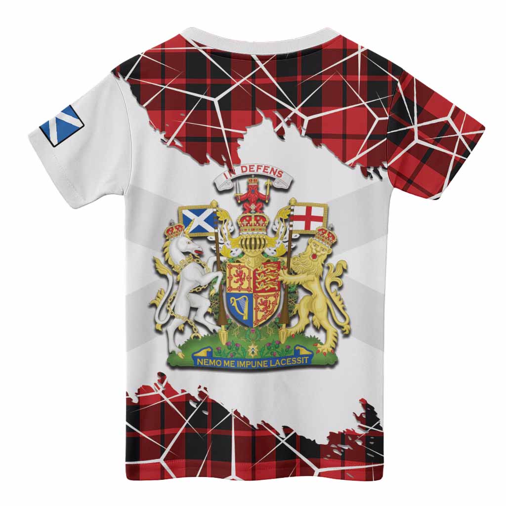Hogg (Hog) Tartan Kid T-shirt with Family Crest and Lion Rampant Grunge Style
