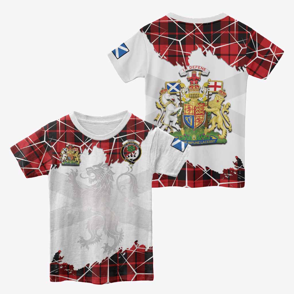 Hogg (Hog) Tartan Kid T-shirt with Family Crest and Lion Rampant Grunge Style