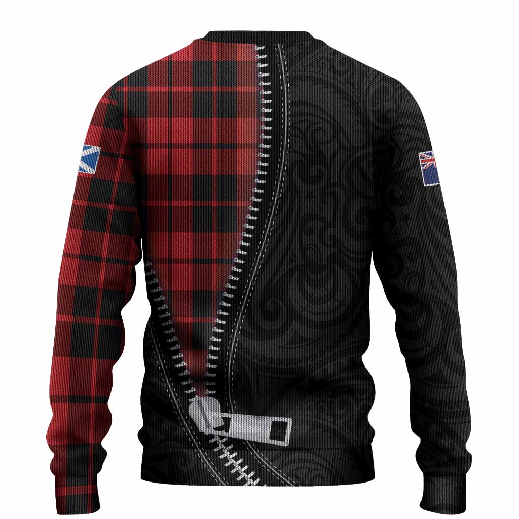 Hogg (Hog) Tartan Knitted Sweater New Zealand Pattern Unique Zipper Stylized