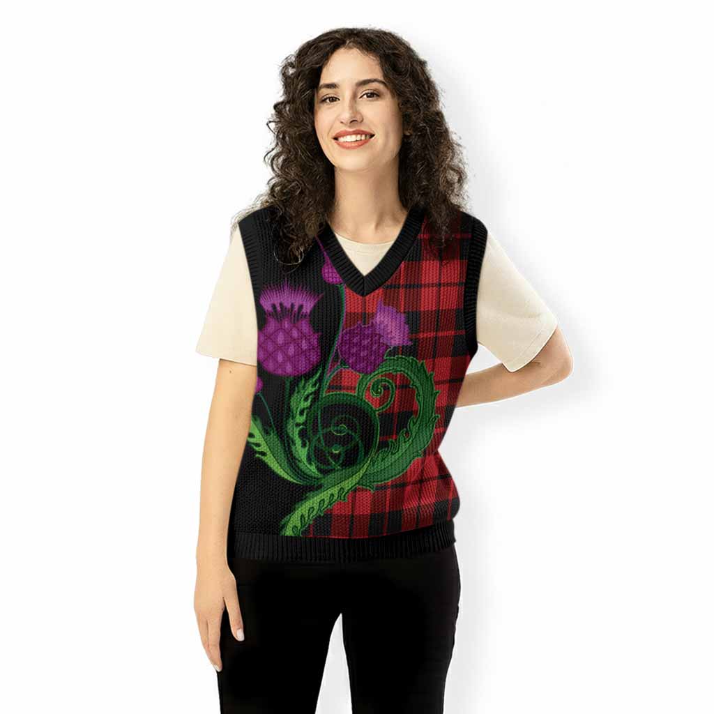 Hogg (Hog) Tartan Knitted V-Neck Vest Traditional Scottish Thistle
