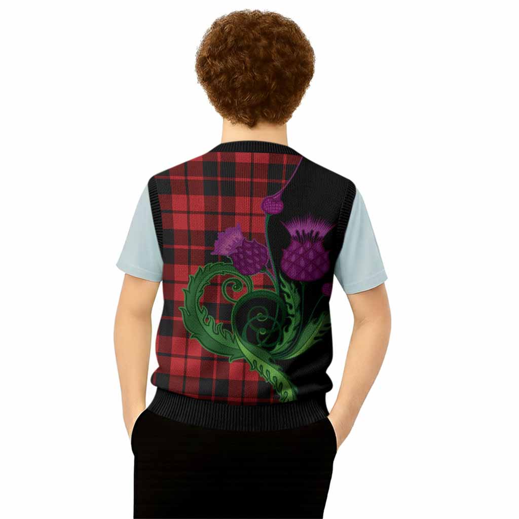 Hogg (Hog) Tartan Knitted V-Neck Vest Traditional Scottish Thistle