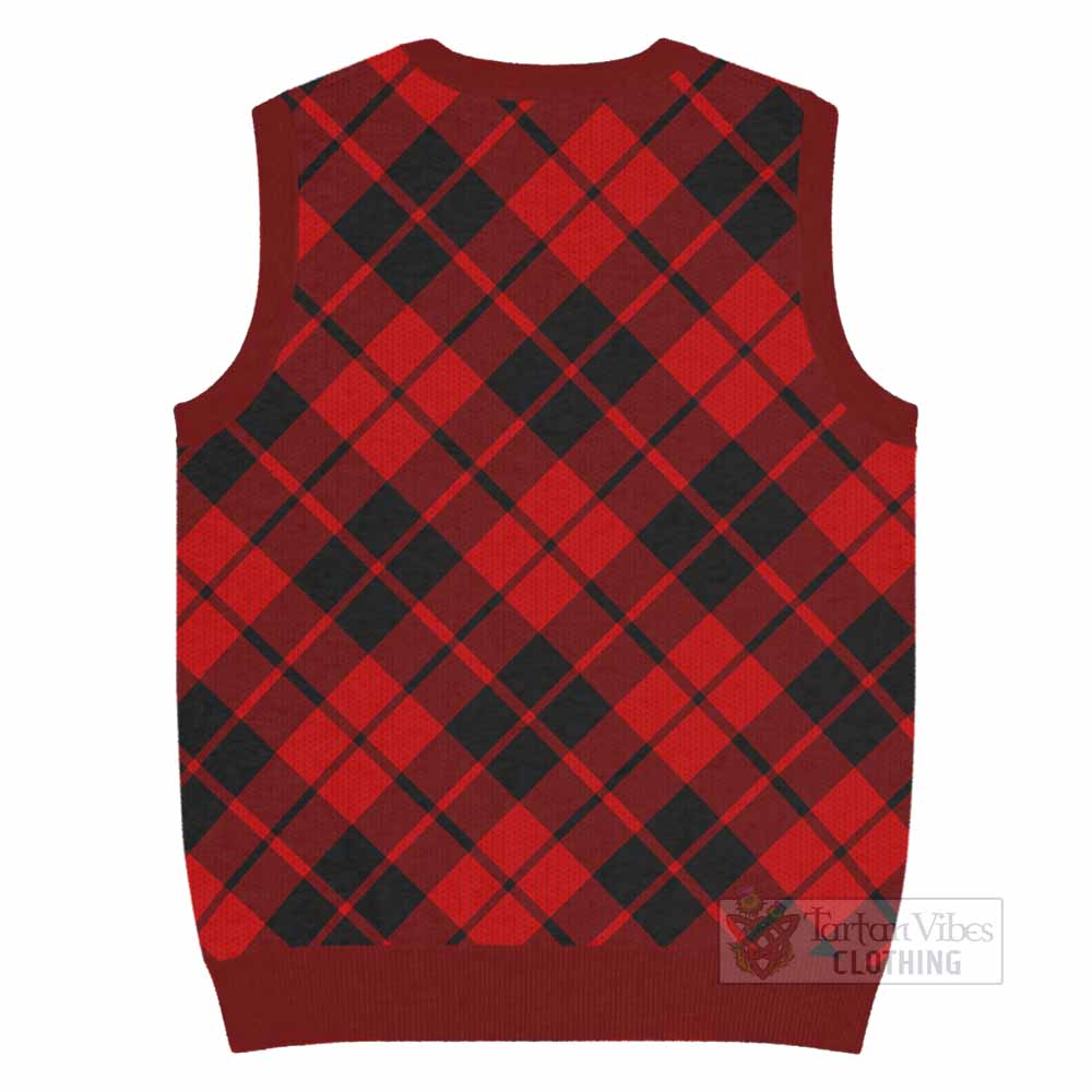 Hogg (Hog) Tartan Knitted V-Neck Vest with Family Crest Cross Style