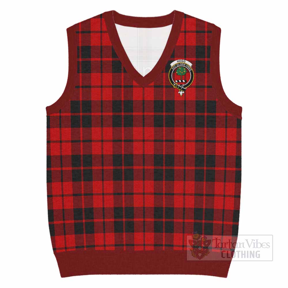 Hogg (Hog) Tartan Knitted V-Neck Vest with Family Crest - Tartan Vibes Clothing