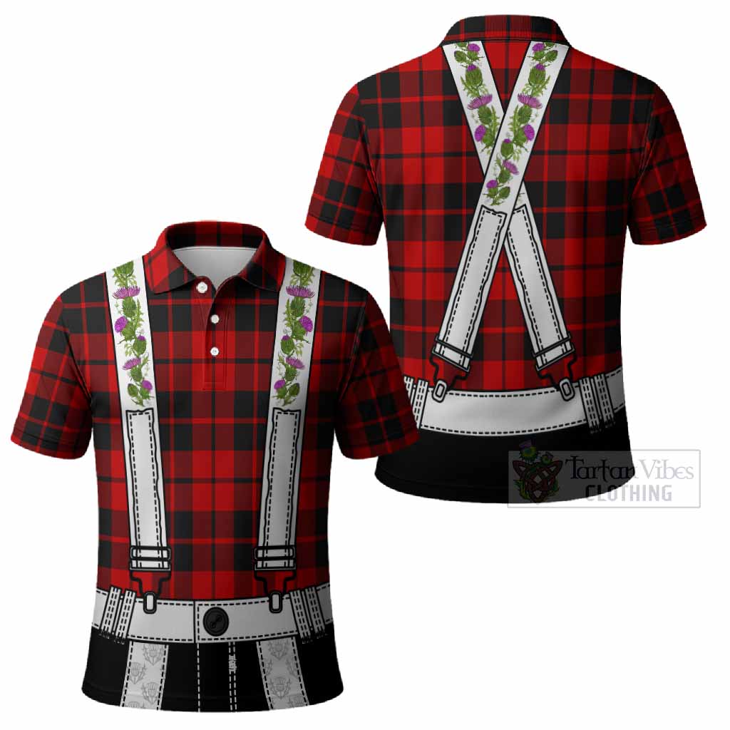 Hogg (Hog) Tartan Lederhosen Costume Polo Shirt Scotland Thistle Floral