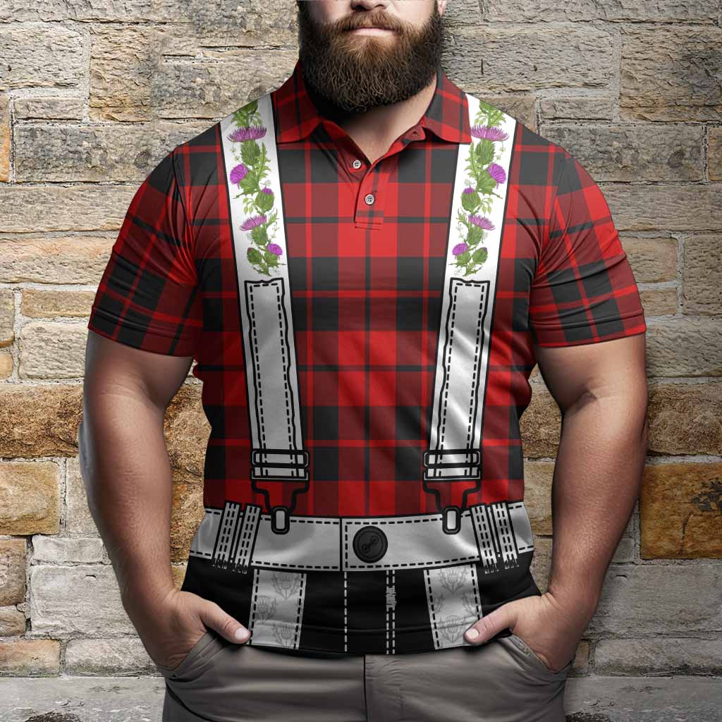 Hogg (Hog) Tartan Lederhosen Costume Polo Shirt Scotland Thistle Floral