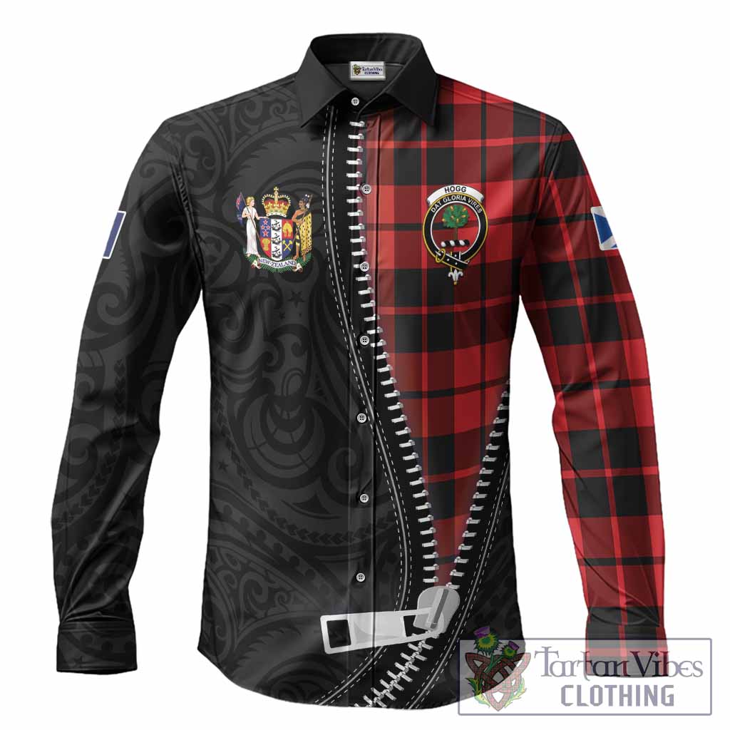 Hogg (Hog) Tartan Long Sleeve Button Shirts New Zealand Pattern Unique Zipper Stylized
