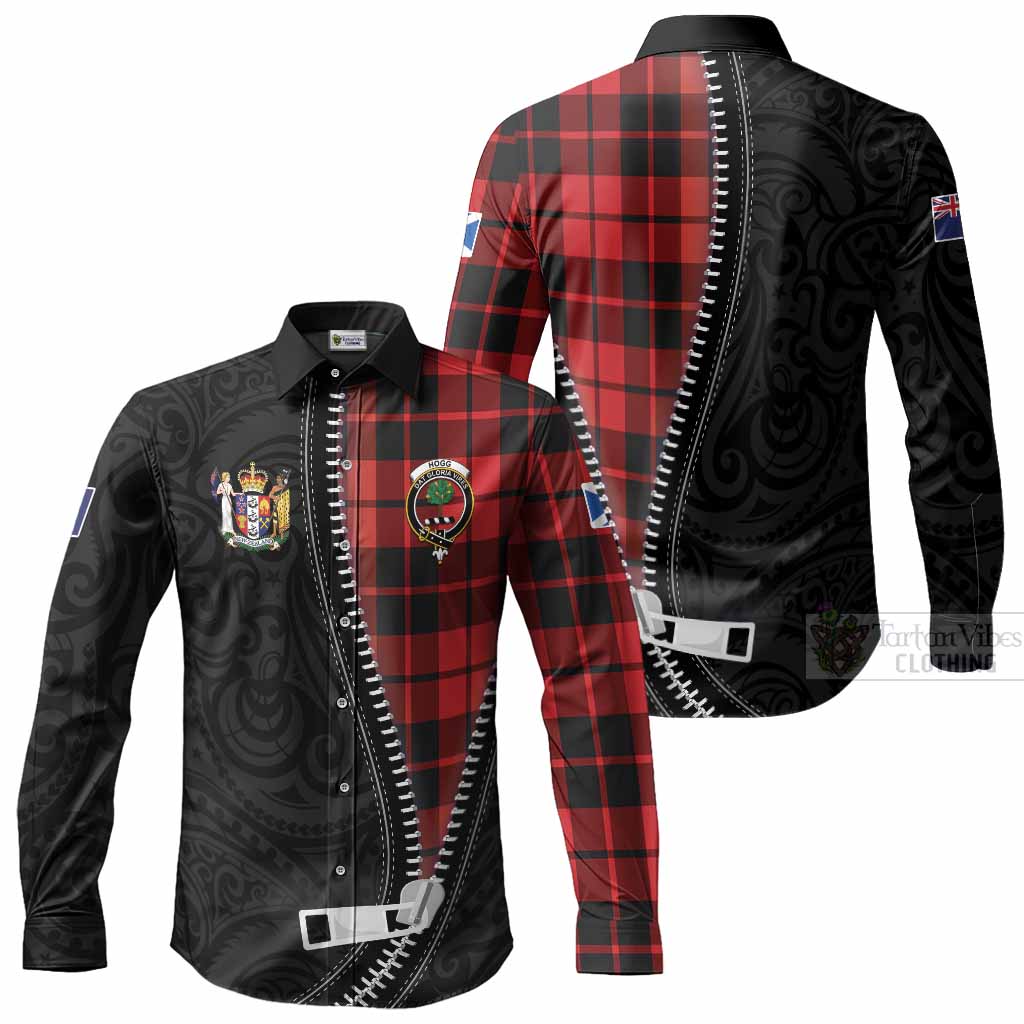 Hogg (Hog) Tartan Long Sleeve Button Shirts New Zealand Pattern Unique Zipper Stylized
