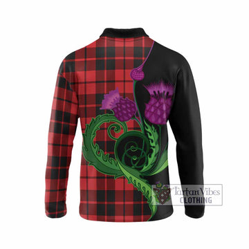 Hogg (Hog) Tartan Long Sleeve Polo Shirt Traditional Scottish Thistle