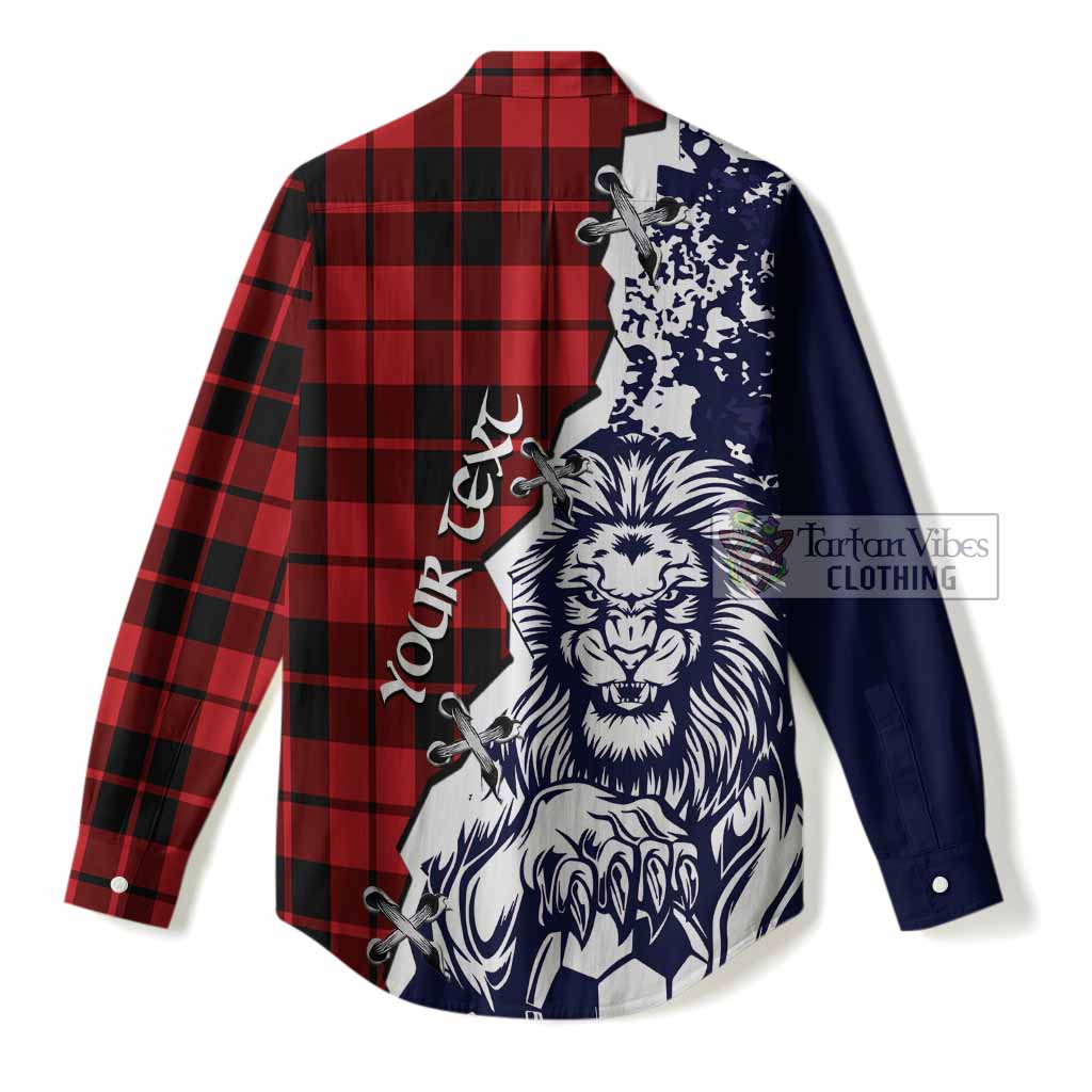 Hogg (Hog) Tartan Scottish Women Casual Shirt Angry Lion With Soccer Ball Style