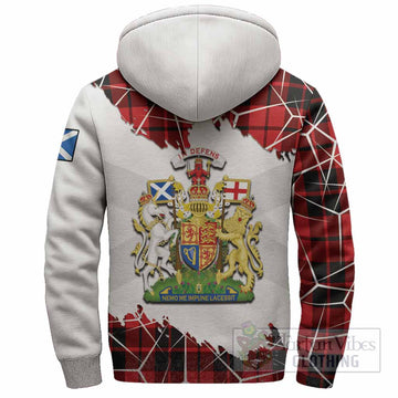 Hogg (Hog) Tartan Sherpa Hoodie with Family Crest and Lion Rampant Grunge Style