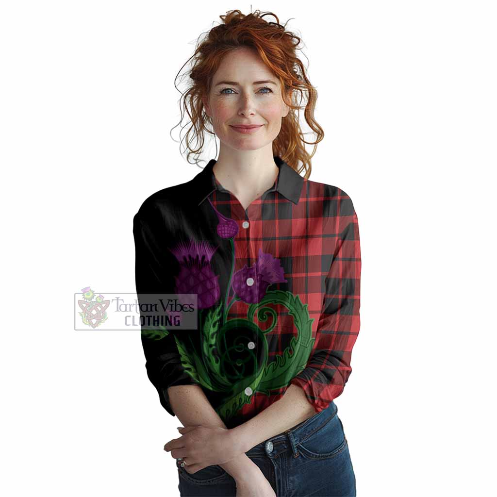 Hogg (Hog) Tartan Women Casual Shirt Traditional Scottish Thistle
