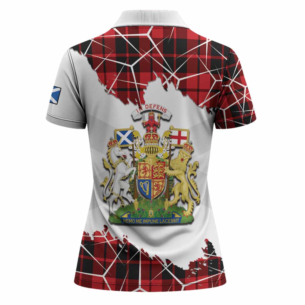 Hogg (Hog) Tartan Women Polo Shirt with Family Crest and Lion Rampant Grunge Style