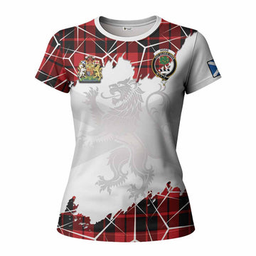 Hogg (Hog) Tartan Women T shirt with Family Crest and Lion Rampant Grunge Style
