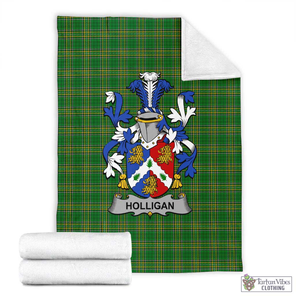 Holligan Irish Clan Tartan Blanket with Coat of Arms X-Large 59 x 79 inches 150 x 200 cm - Tartan Vibes Clothing