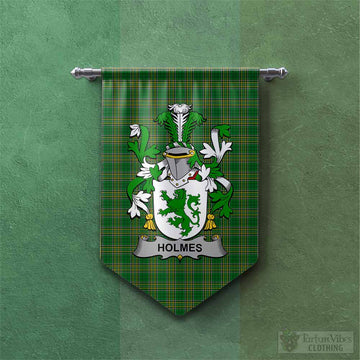 Holmes Irish Clan Tartan Gonfalon, Tartan Banner with Coat of Arms