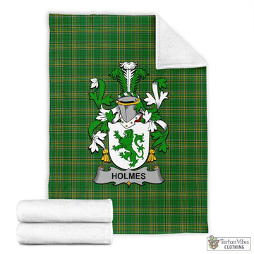 Tartan Vibes Clothing Holmes Irish Clan Tartan Blanket with Coat of Arms