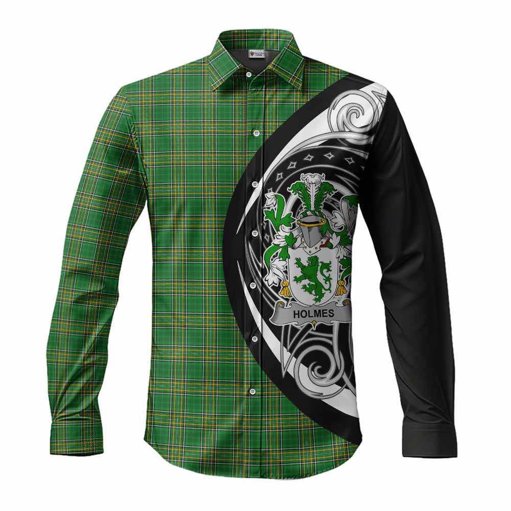 Holmes Irish Clan Long Sleeve Button Shirt Celtic Circle Style Men's Shirt S - Tartan Vibes Clothing