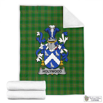 Holywood Irish Clan Tartan Blanket with Coat of Arms X-Large 59 x 79 inches 150 x 200 cm - Tartan Vibes Clothing