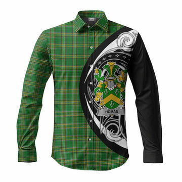 Tartan Vibes Clothing Homan Irish Clan Long Sleeve Button Shirt Celtic Circle Style