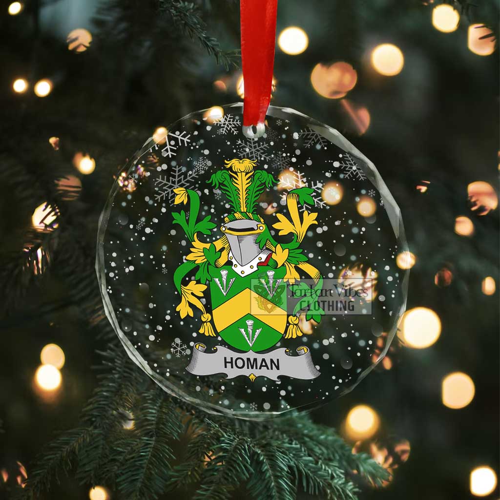 Homan Irish Clan Christmas Glass Ornament with Coat of Arms - 2D-tartanvibesclothing
