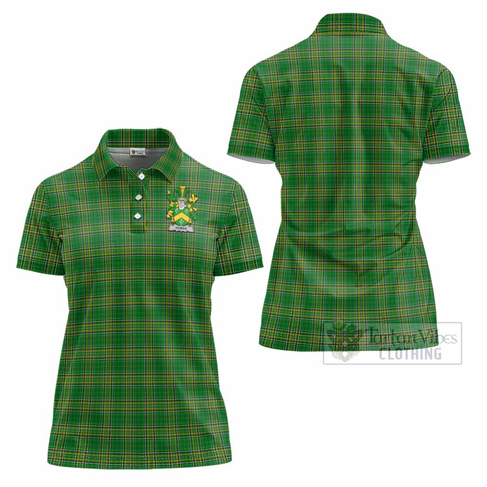 Homan Irish Clan Tartan Women's Polo Shirt with Coat of Arms