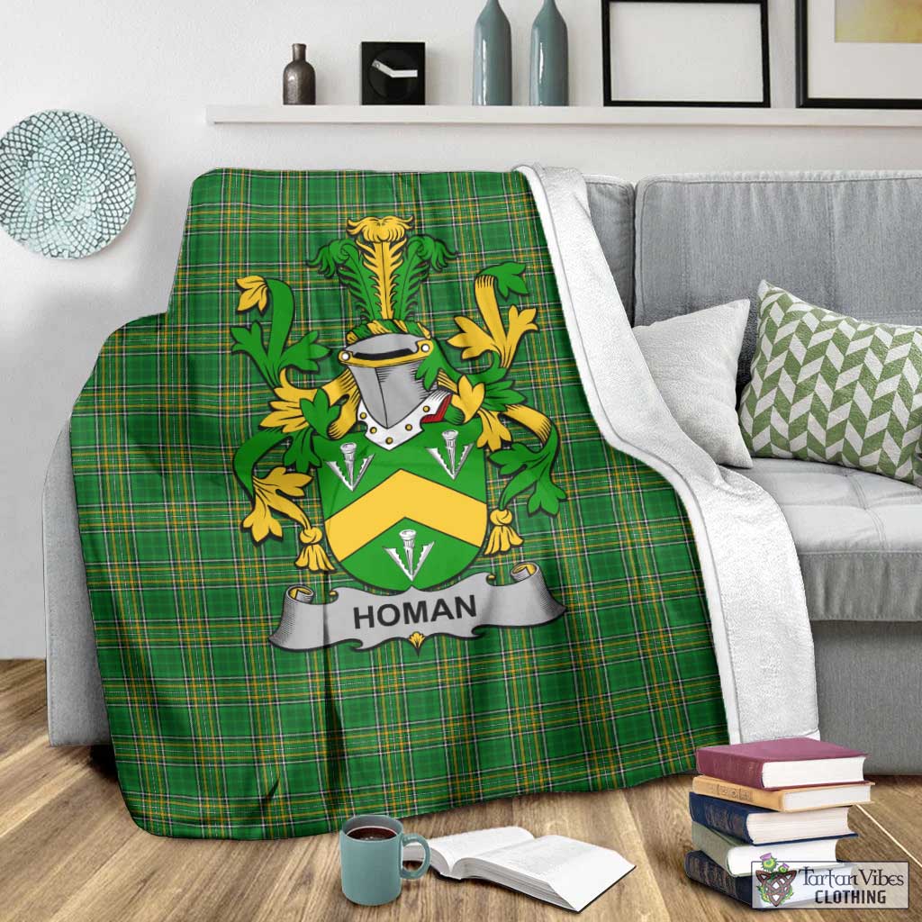 Homan Irish Clan Tartan Blanket with Coat of Arms - Tartan Vibes Clothing