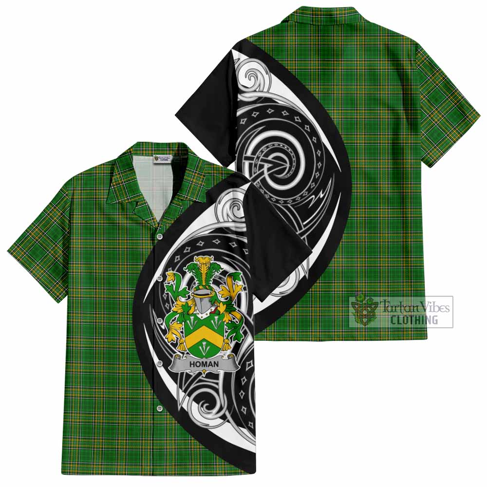 Tartan Vibes Clothing Homan Irish Clan Short Sleeve Button Shirt Celtic Circle Style