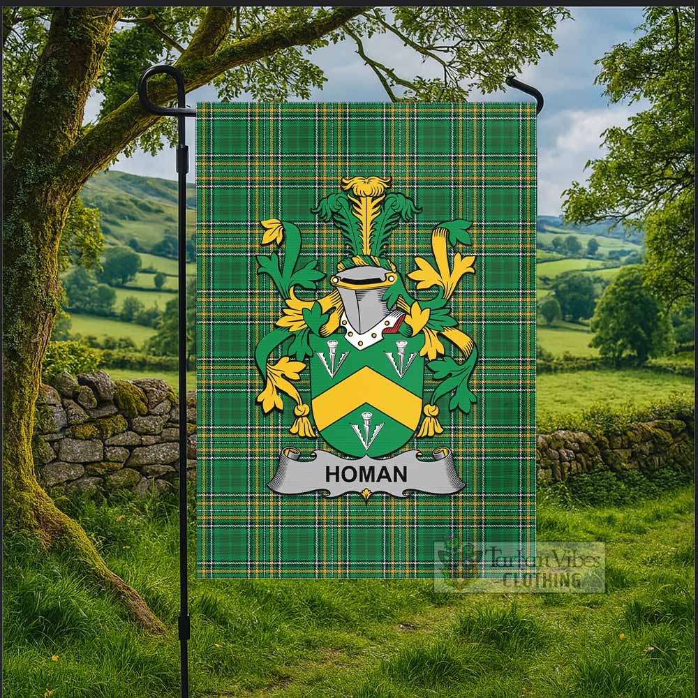 Homan Irish Clan Tartan Flag with Coat of Arms