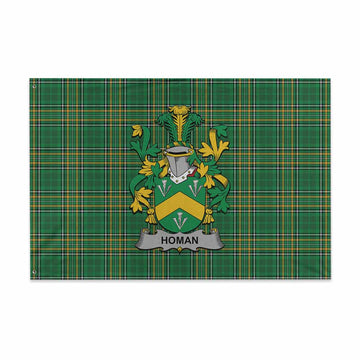 Homan Irish Clan Tartan House Flag with Coat of Arms