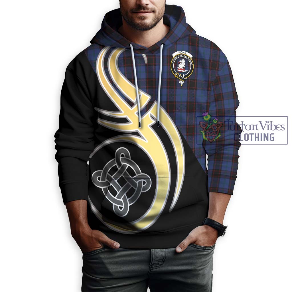 Home (Hume) Tartan Hoodie with Family Crest and Celtic Symbol Style Zip Hoodie - Tartan Vibes Clothing