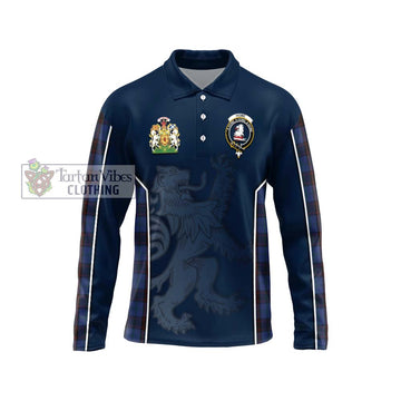 Home (Hume) Tartan Long Sleeve Polo Shirt with Family Crest and Lion Rampant Vibes Sport Style Unisex - Tartan Vibes Clothing