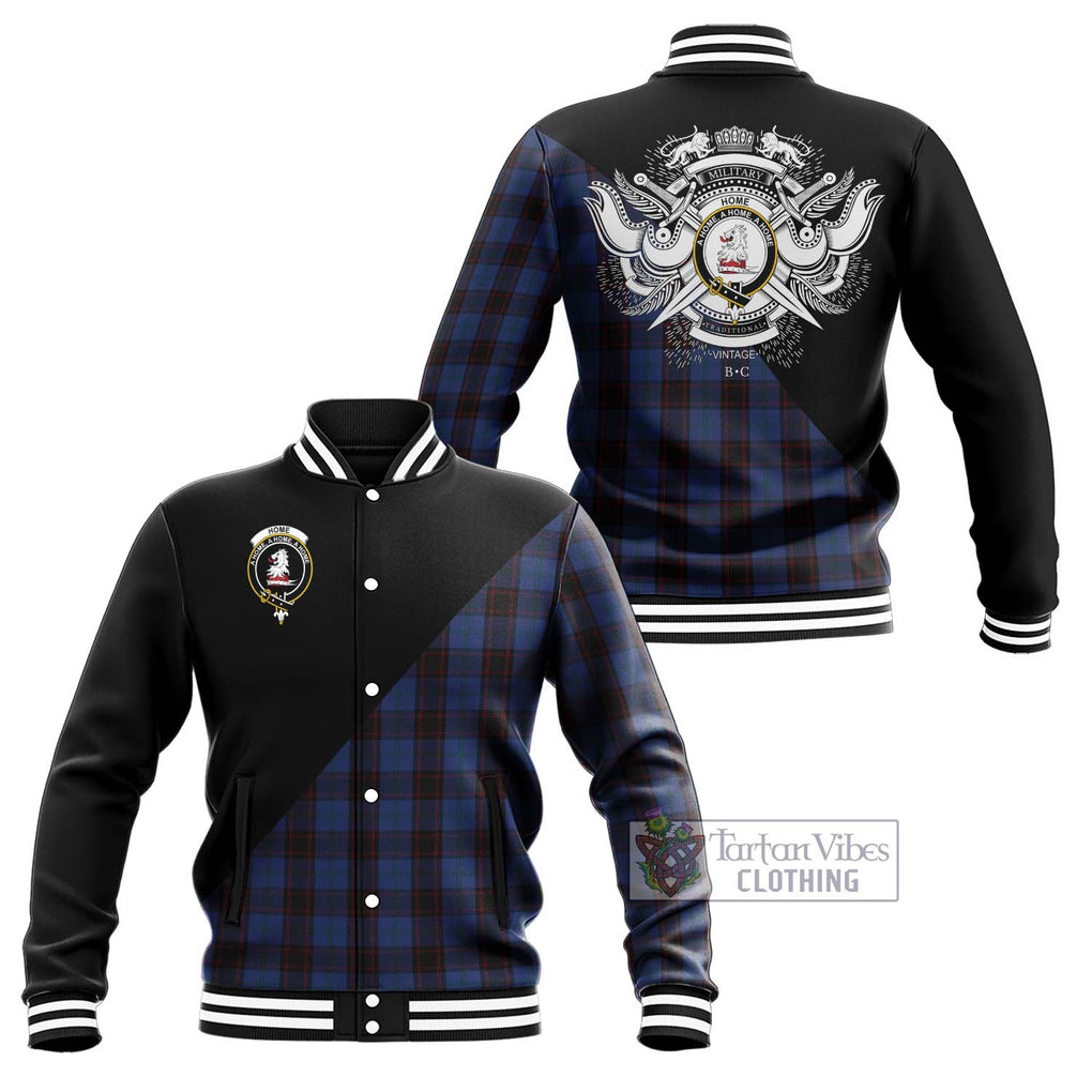 Home (Hume) Tartan Baseball Jacket with Family Crest and Military Logo Style Unisex - Tartanvibesclothing Shop
