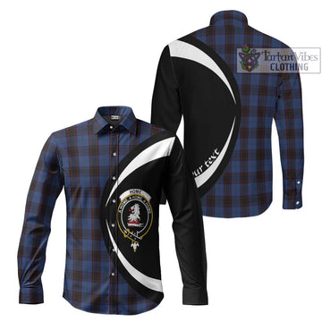 Home (Hume) Tartan Long Sleeve Button Up with Family Crest Circle Style